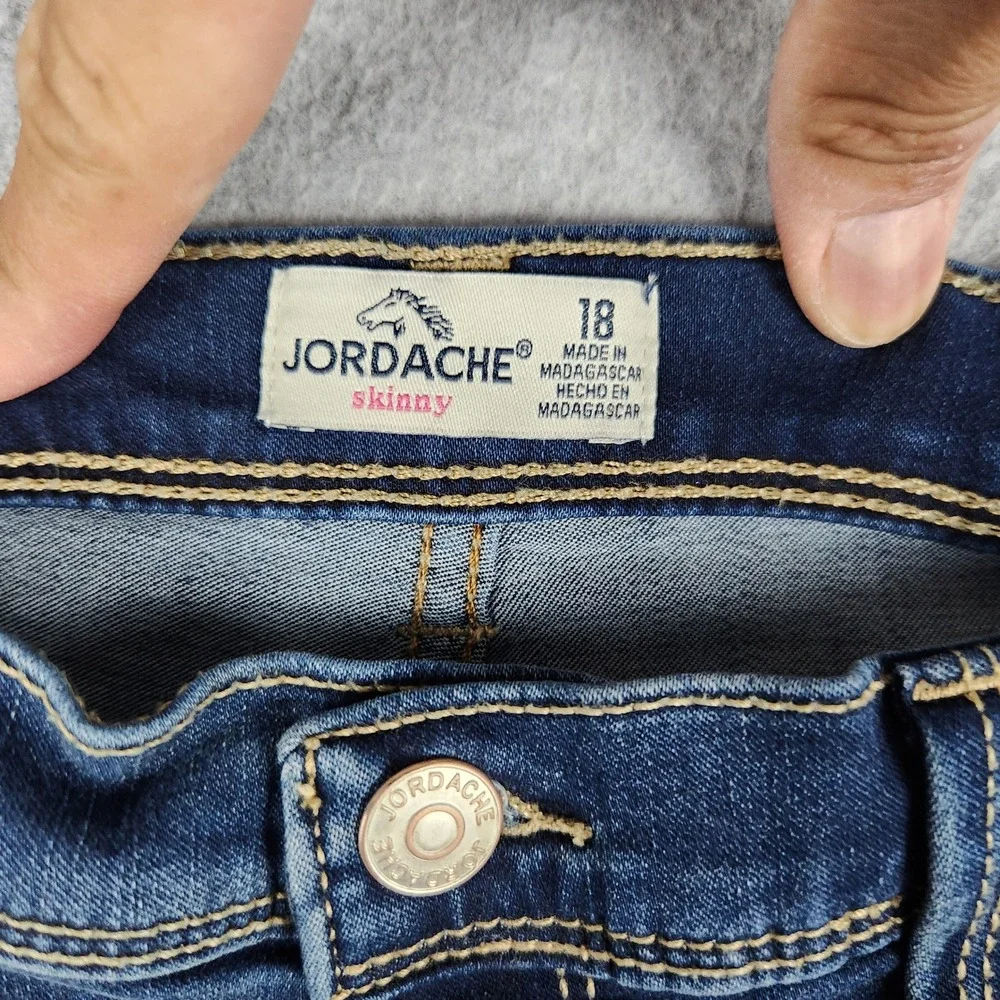 Jordache Skinny Jeans Girls 18 Blue Denim Cotton Stretch Slim Fit Streetwear